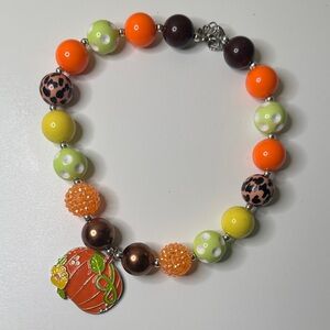Colorful Beaded Necklace with Pumpkin Charm